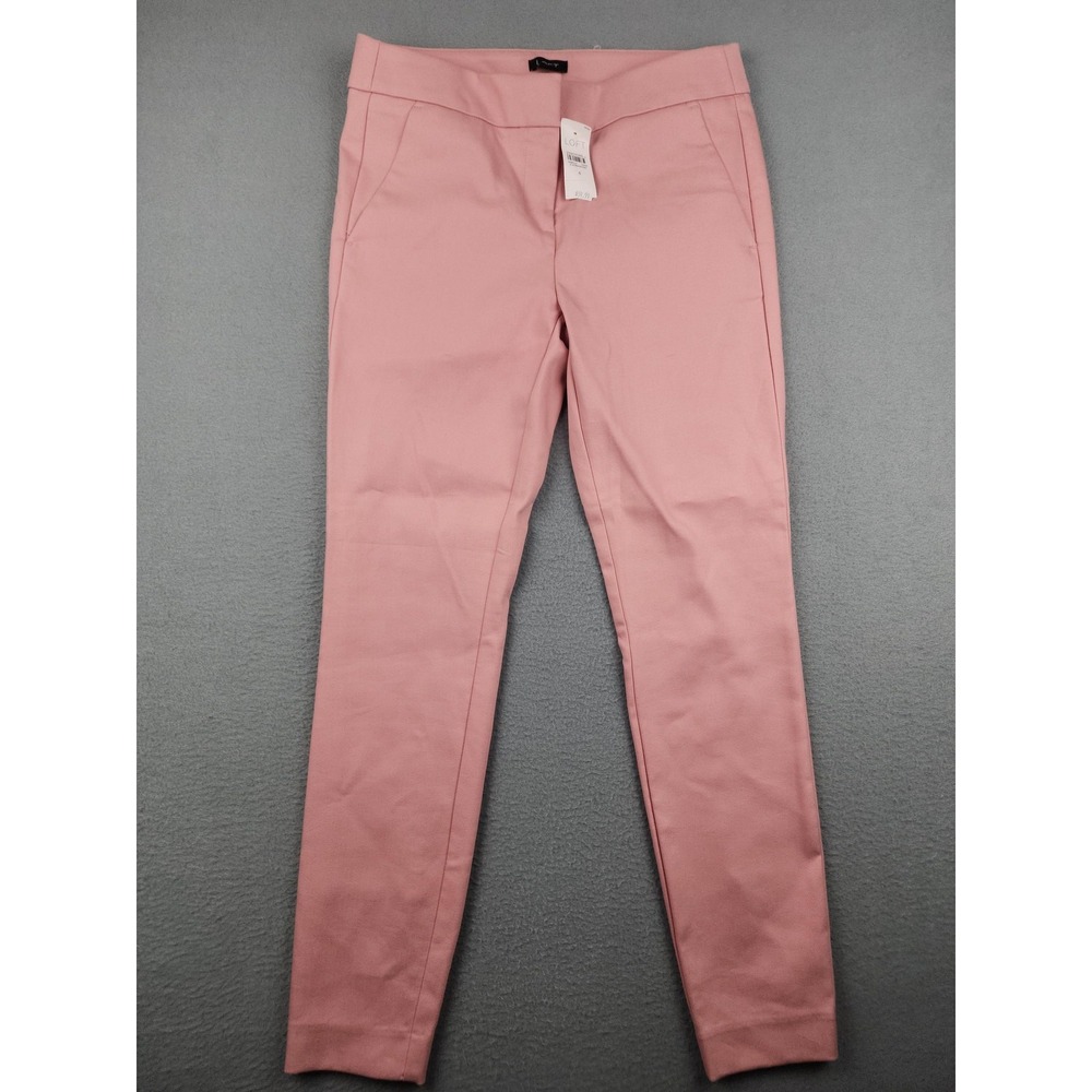 LOFT Marisa Dress Pants Womens 4 Pink Twill Skinny Ankle Pull On Stretch NWT